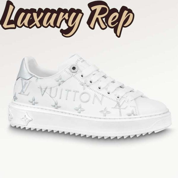 Replica Louis Vuitton LV Unisex Time Out Sneaker Silver Monogram Debossed Calf Leather