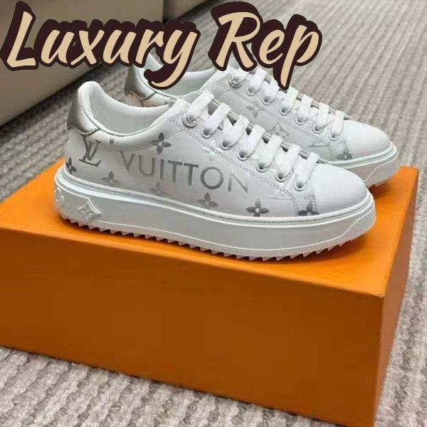 Replica Louis Vuitton LV Unisex Time Out Sneaker Silver Monogram Debossed Calf Leather 3