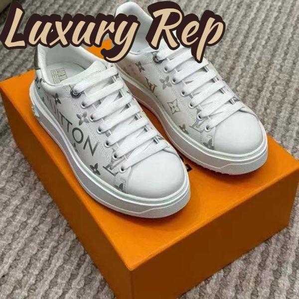 Replica Louis Vuitton LV Unisex Time Out Sneaker Silver Monogram Debossed Calf Leather 4