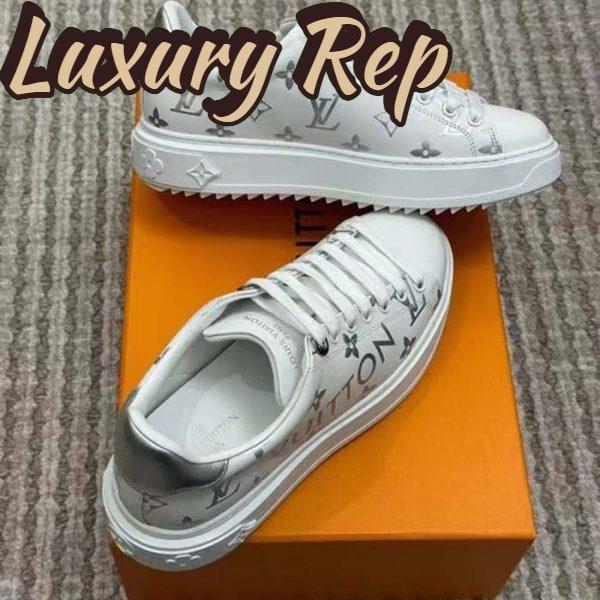 Replica Louis Vuitton LV Unisex Time Out Sneaker Silver Monogram Debossed Calf Leather 5