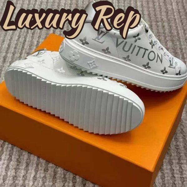 Replica Louis Vuitton LV Unisex Time Out Sneaker Silver Monogram Debossed Calf Leather 7
