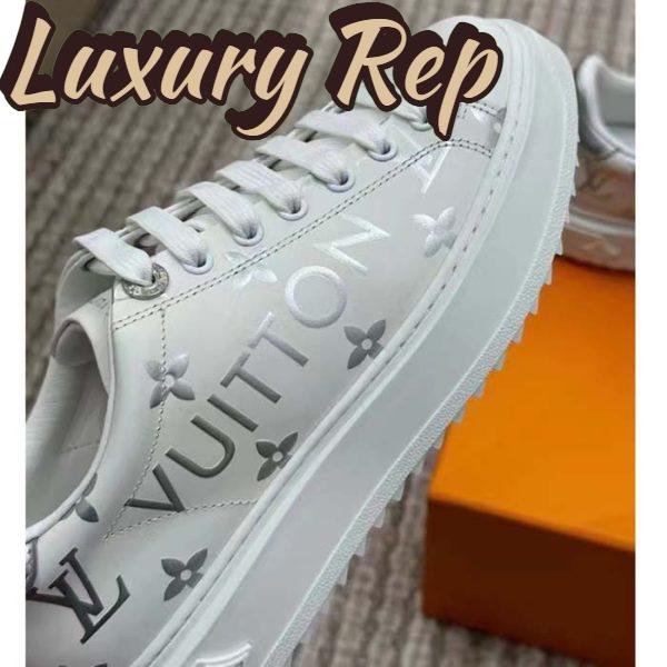 Replica Louis Vuitton LV Unisex Time Out Sneaker Silver Monogram Debossed Calf Leather 9