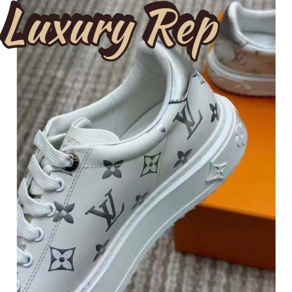Replica Louis Vuitton LV Unisex Time Out Sneaker Silver Monogram Debossed Calf Leather 11