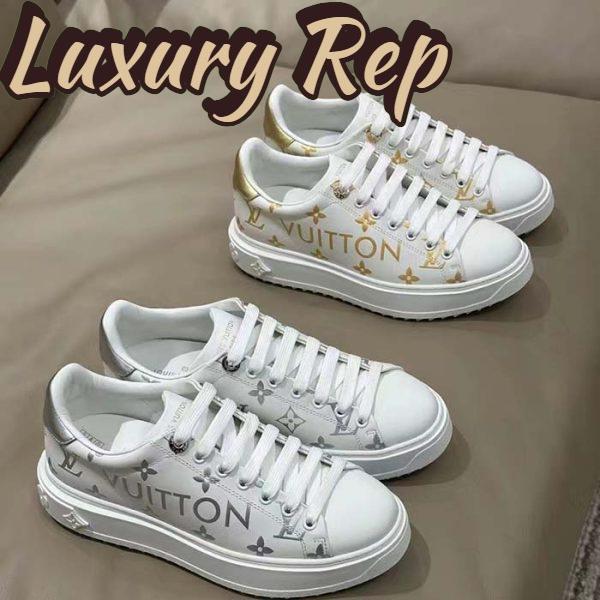 Replica Louis Vuitton LV Unisex Time Out Sneaker Silver Monogram Debossed Calf Leather 12