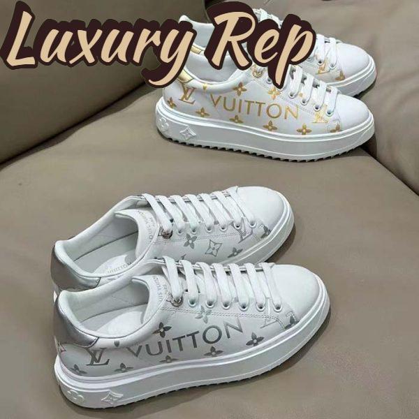 Replica Louis Vuitton LV Unisex Time Out Sneaker Silver Monogram Debossed Calf Leather 13