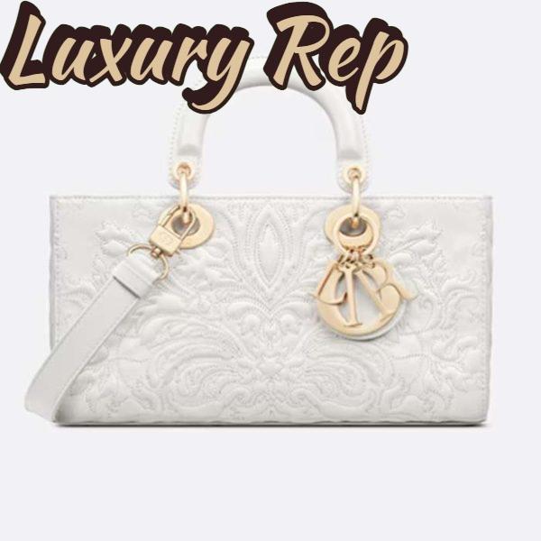 Replica Dior Women CD Medium D-Joy Bag Latte Quilted-Effect Lambskin Ornamental Motif