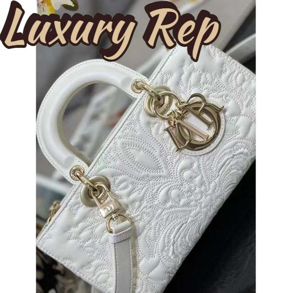 Replica Dior Women CD Medium D-Joy Bag Latte Quilted-Effect Lambskin Ornamental Motif 5