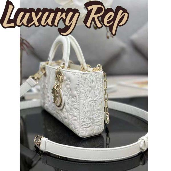 Replica Dior Women CD Medium D-Joy Bag Latte Quilted-Effect Lambskin Ornamental Motif 6