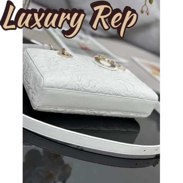 Replica Dior Women CD Medium D-Joy Bag Latte Quilted-Effect Lambskin Ornamental Motif 8