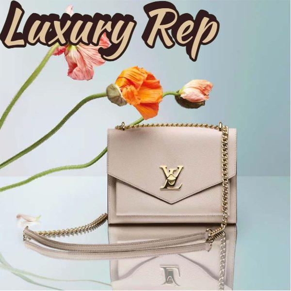 Replica Louis Vuitton LV Women Mylockme Chain Bag Beige Soft Grained Calfskin Turn Lock 3