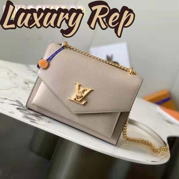 Replica Louis Vuitton LV Women Mylockme Chain Bag Beige Soft Grained Calfskin Turn Lock 4