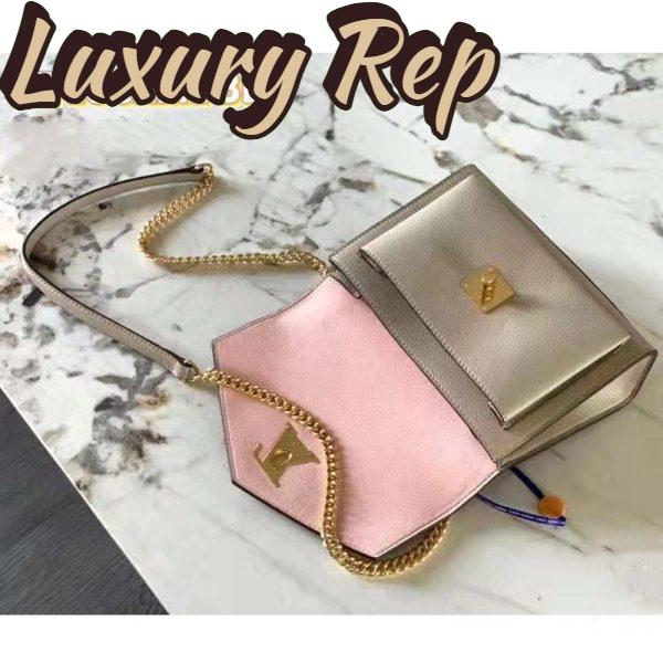 Replica Louis Vuitton LV Women Mylockme Chain Bag Beige Soft Grained Calfskin Turn Lock 6