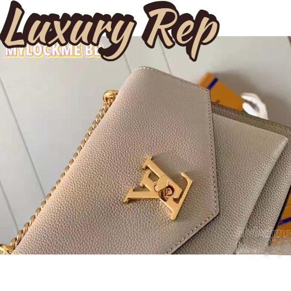 Replica Louis Vuitton LV Women Mylockme Chain Bag Beige Soft Grained Calfskin Turn Lock 9