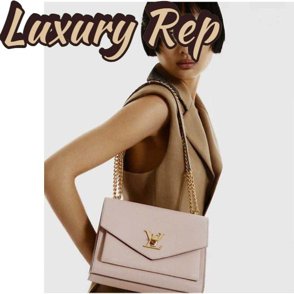 Replica Louis Vuitton LV Women Mylockme Chain Bag Beige Soft Grained Calfskin Turn Lock 13