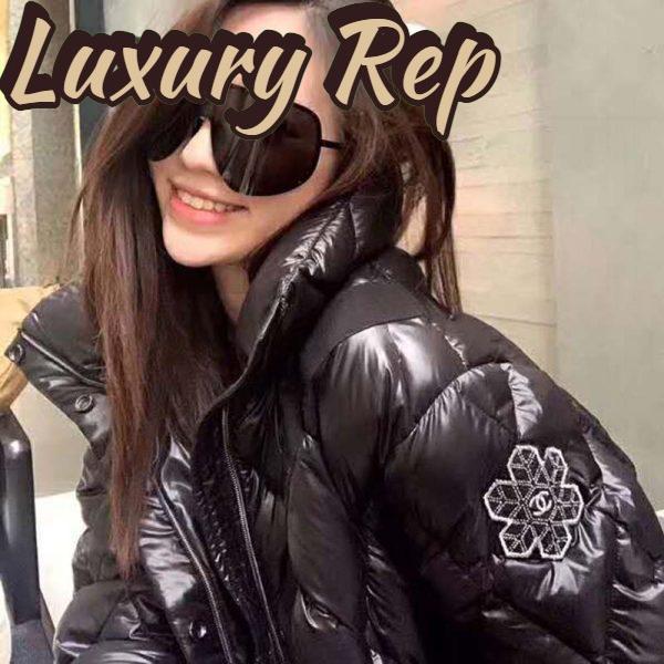 Replica Chanel Women Coated Canvas Blouson Down Coat Jacket-Black 5