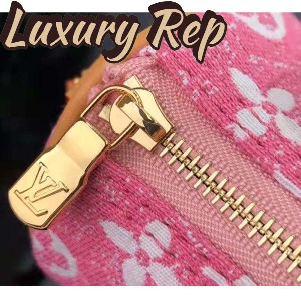 Replica Louis Vuitton LV Women Nano Speedy Monogram Jacquard Denim Pink Cowhide Leather 10