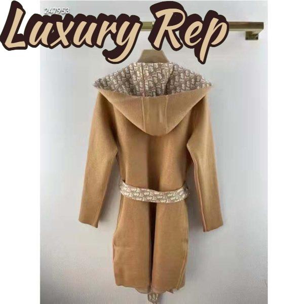 Replica Dior CD Women Coat Belt Brown Double-Sided Wool Silk 2