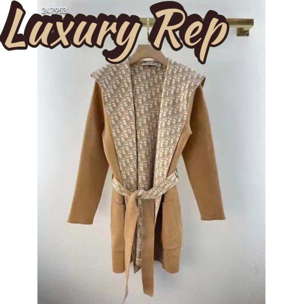 Replica Dior CD Women Coat Belt Brown Double-Sided Wool Silk 3