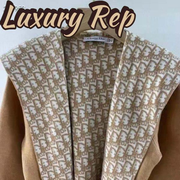 Replica Dior CD Women Coat Belt Brown Double-Sided Wool Silk 4