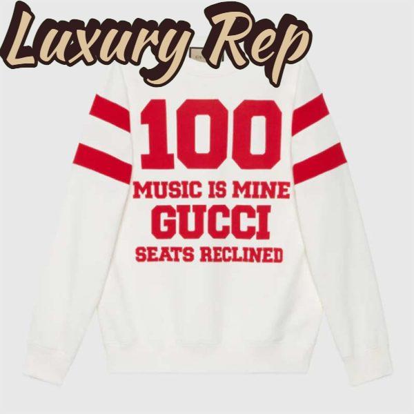 Replica Gucci GG Women Gucci 100 Cotton Sweatshirt Off-White Heavy Felted Jersey