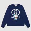 Replica Gucci Men Doraemon x Gucci Cotton Sweatshirt Crewneck Oversized Fit-White 13