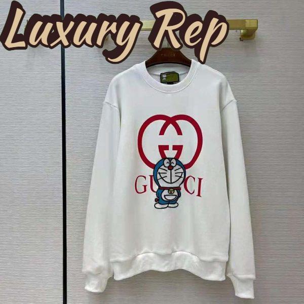 Replica Gucci Men Doraemon x Gucci Cotton Sweatshirt Crewneck Oversized Fit-White 3