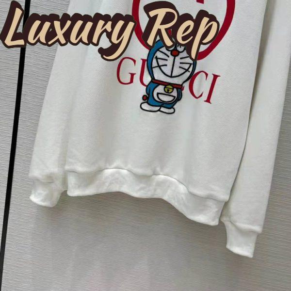 Replica Gucci Men Doraemon x Gucci Cotton Sweatshirt Crewneck Oversized Fit-White 8