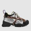 Replica Gucci Women Flashtrek Sneaker with Removable Crystals 5.6cm Height-Silver