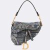 Replica Dior Women CD Saddle Bag Denim Multicolor Dior Jardin Magique Embroidery