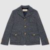 Replica Gucci Women Square G Wool Jacket in Boxy Fit-Navy