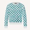 Replica Louis Vuitton LV Women Damier Printed Crewneck Cotton Ocean Classic Sweatshirt Shape