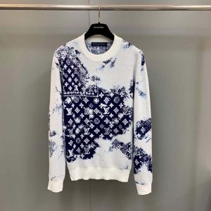 Replica Louis Vuitton LV Women Monogram Bandana Crewneck Sweatshirt Cotton Indigo Slightly Loose Fit 2