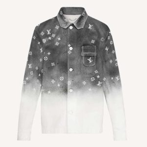 Replica Louis Vuitton Men LV Workwear Shirt Cotton Grey Loose Fit 2