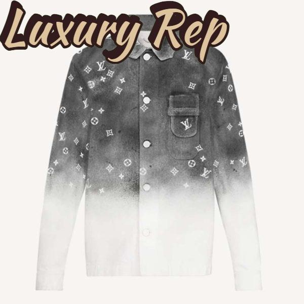 Replica Louis Vuitton Men LV Workwear Shirt Cotton Grey Loose Fit 2