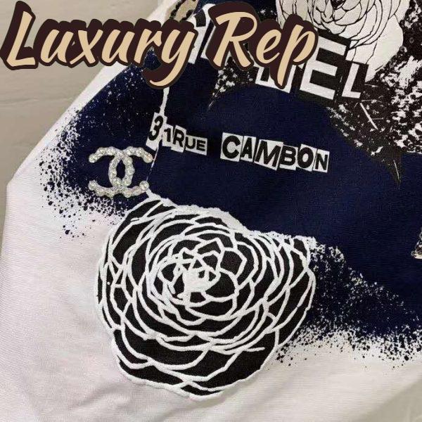 Replica Chanel Women Sweatshirt in Cotton Black White Navy Blue & Silver 6
