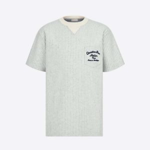 Replica Dior Men Christian Dior Atelier T-shirt Relaxed Fit Ecru Wool and Cotton Jersey 2