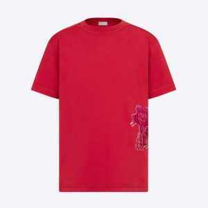 Replica Dior Men Dior and Kenny Scharf T-shirt Relaxed Fit Red Cotton Jersey