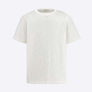 Replica Dior Men Oblique T-shirt Relaxed Fit Off-White Terry Cotton Jacquard