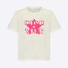 Replica Dior Women Vibe T-shirt Ecru and Fluorescent Pink Cotton and Linen Jersey
