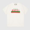 Replica Gucci GG Women Original Gucci Print Oversize T-Shirt White Cotton Jersey Crewneck