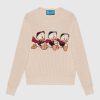 Replica Gucci Men Disney x Gucci Donald Duck Cotton Wool Sweater Crewneck-White