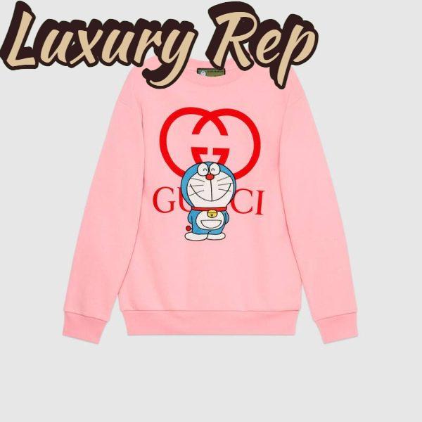 Replica Gucci Men Doraemon x Gucci Cotton Sweatshirt Crewneck Oversized Fit-Pink