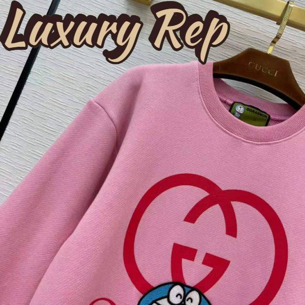 Replica Gucci Men Doraemon x Gucci Cotton Sweatshirt Crewneck Oversized Fit-Pink 7