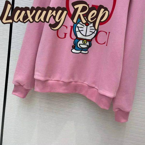 Replica Gucci Men Doraemon x Gucci Cotton Sweatshirt Crewneck Oversized Fit-Pink 8