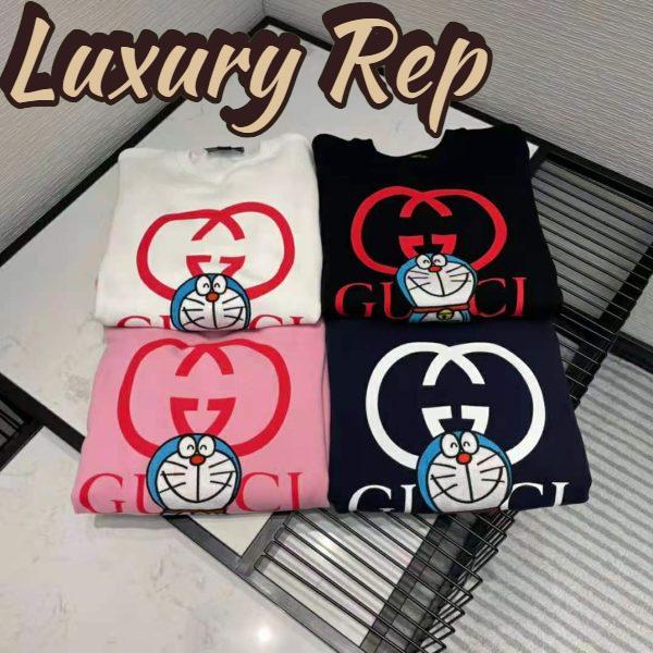 Replica Gucci Men Doraemon x Gucci Cotton Sweatshirt Crewneck Oversized Fit-Pink 9