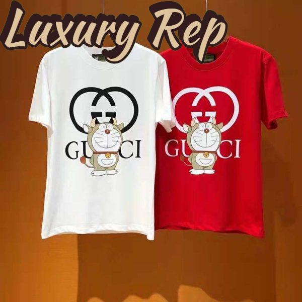 Replica Gucci Men Doraemon x Gucci Oversize T-Shirt Crewneck Red Cotton Jersey 4