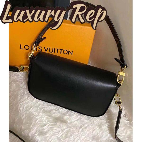 Replica Louis Vuitton LV Women Swing Black Calfskin Leather Monogram Canvas S Lock 4