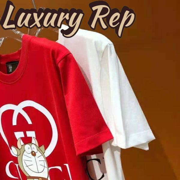 Replica Gucci Men Doraemon x Gucci Oversize T-Shirt Crewneck Red Cotton Jersey 7