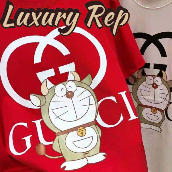 Replica Gucci Men Doraemon x Gucci Oversize T-Shirt Crewneck Red Cotton Jersey 8
