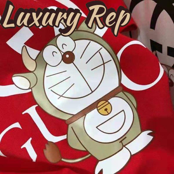 Replica Gucci Men Doraemon x Gucci Oversize T-Shirt Crewneck Red Cotton Jersey 9
